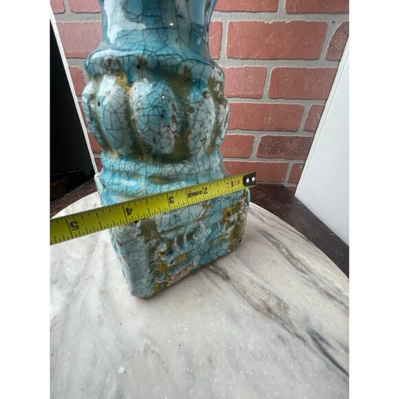 Unbranded Large Ceramic Finial Turquoise Crackle Glaze Architectural 19" - Picture 3 of 9
